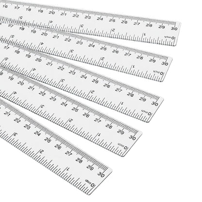 LEXININ Plastic Ruler, 12 Inch Clear Transparent Metric Straight Edge, 100 Pack