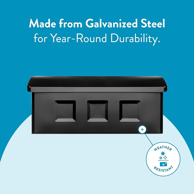 Architectural Mailboxes Wayland Steel Wall Mount Mailbox, Black, Small | Galvanized steel build for outside with weather-resistant outdoor construction and a rust-resistant powder-coat finish.