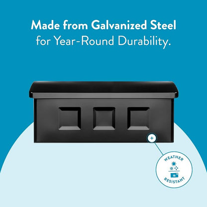 Architectural Mailboxes Wayland Steel Wall Mount Mailbox, Black, Small | Galvanized steel build for outside with weather-resistant outdoor construction and a rust-resistant powder-coat finish.