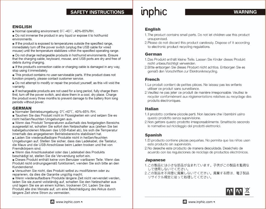 INPHIC Multi-Device Bluetooth Mouse, Upgraded Visible Battery, 2400 DPI, Silent Ergonomic Computer Wireless Mouse for Laptop, Mac, PC etc.