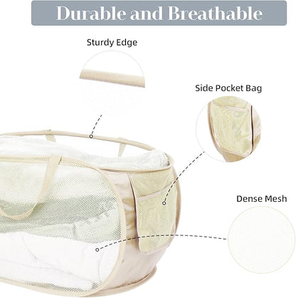 Durable Collapsible Laundry Baskets, Mesh Pop Up Laundry Hamper