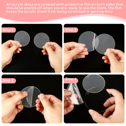 Senbota 240 Pieces Bulk Unfinished Clear Acrylic Keychain Blanks Tag Accessories for Everyday DIY Crafts（Clear）