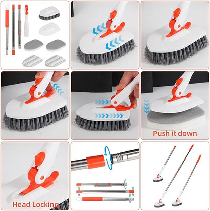 Floor Scrub Brush 3 in 1 Tub Tile Floor Scrubber Brush