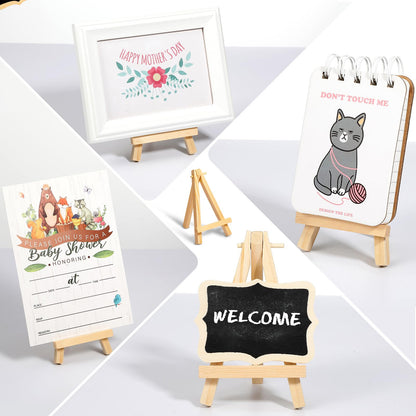 Mimorou 100 Pieces Mini Wood Easel Stands Small Wooden Canvas Easels Display Art Craft Tripod Painting Tabletop Holder for Artist Crafts, Business Cards, Photos, Gift(5 Inch)