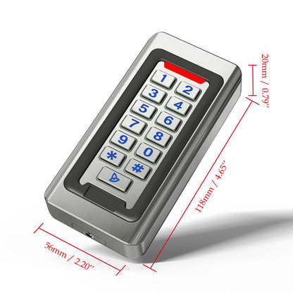 Door Access Control Keypad, Stainless Steel Outdoor IP68 Waterproof, 2000 Users, Wiegand 26-bit Input / Output, Tuya App Remote Control, RFID Card & PIN Code Entry, Doorbell Button