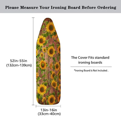 Sunflower Ironing Board Cover, Heavy Duty Padded Standard Size, Resist