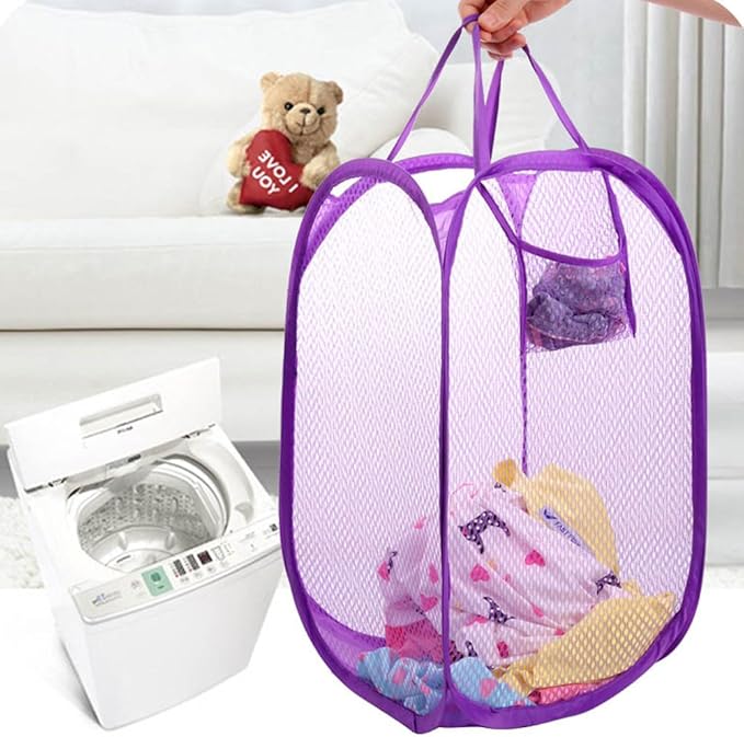 RZJZGZ Foldable Pop-Up Mesh Laundry Hamper