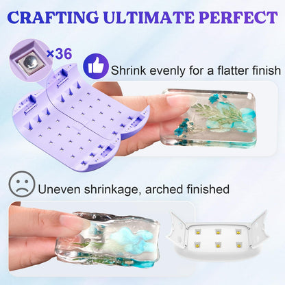LET'S RESIN UV Light,Two-Sided Longer time Setting(2m,3m,5m) UV Lamp with Single Head Adapter, Large Size 36 Beads LED Light for Resin Curing, Resin Molds,DIY Craft Decor(Purple)