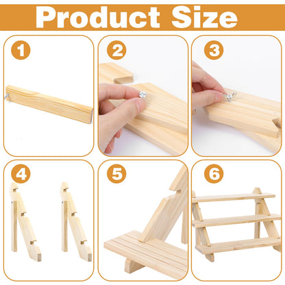 kuyeyzu 2 Pack 3 Tier Wooden Riser, Earring Display for Vendors - Solid Wood Tiered Stand with Groove for Jewelry Cards, Cupcakes, Party Desserts, Retail Booth & Farmers Market