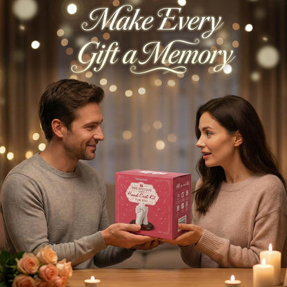 Falling in Art Hand Casting Kit Couples - Keepsake Plaster Hand Mold Kit for Family, Kids, Adults with Large Bucket, Gloves, Powder Materials, Color Paints, Wooden Base, Valentine's Day Gift