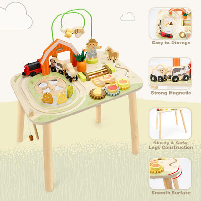 Vanplay Activity Table for 1 Year Old Boy Girl Birthday Gifts, Montessori Toys for 1 2 Year Old, 10 in 1 Wooden Sensory Play Table for Toddler 1-3, Learning Table for Baby 12M+ First Gifts