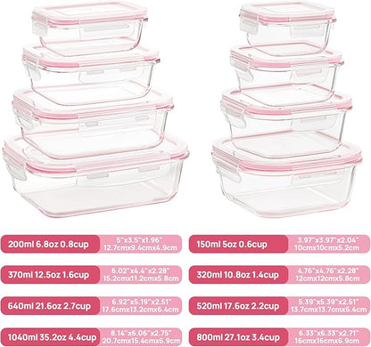 Vtopmart 8 Pack Glass Food Storage Containers