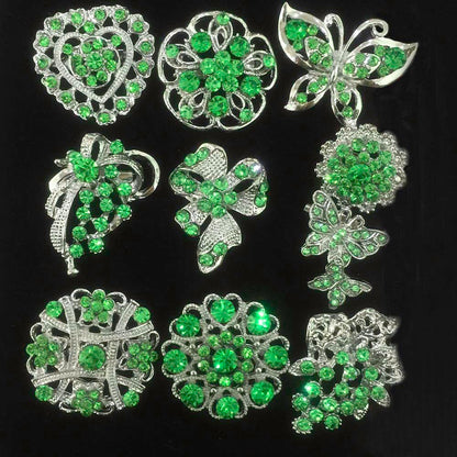 Ezing Lot 24pc Shining Rhinestone Crystal Brooches Pins DIY Wedding Bouquet Kit (F)