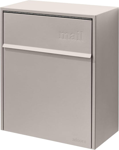 Adoorn Lockable Wall Mount Mailboxes for Outside - Large Anti-Theft Locking Mailbox for Letters - Weatherproof Construction - Durable Steel - 18.5" H x 15" L x 7.5" D - Sandstone
