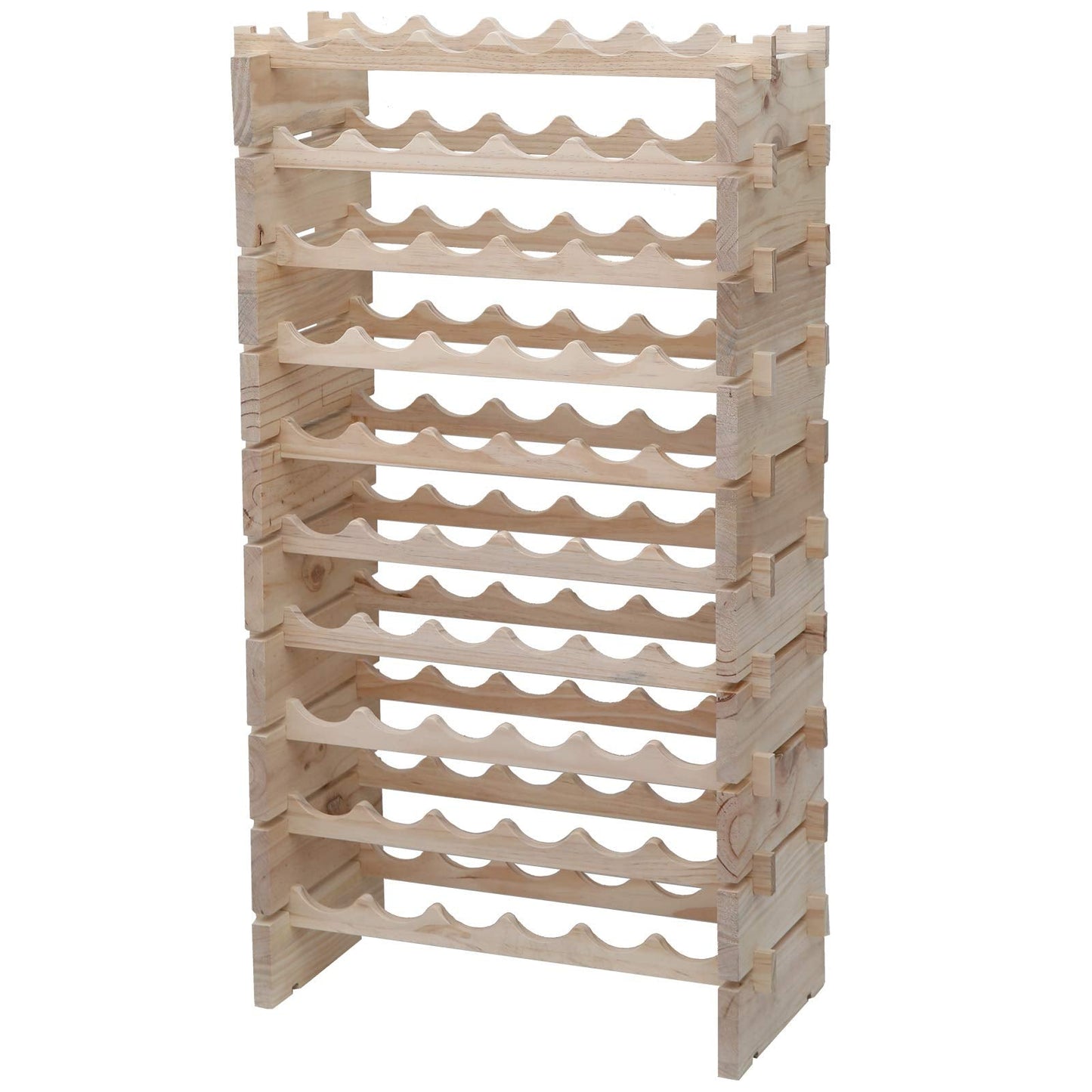fdjamy Wine Rack Solid Wood Stackable Storage Wooden Wine Rack Wine Cabinet (60 Bottles, Natural Color)