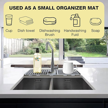 Faucet Mat for Kitchen Sink – Adjustable Silicone Sink Splash Guard
