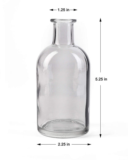 Bud Vases, Apothecary Jars, Decorative Glass Bottles, Centerpiece for Wedding Reception, Elegant Antique Decoration, Mini Flower Vases, Small Medicine Bottles for Home Decor (Smoke Gray, Set of 6)
