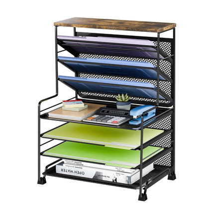 Simple Trending 8-Tier Desk File Organizer for Office, Home or School, Black