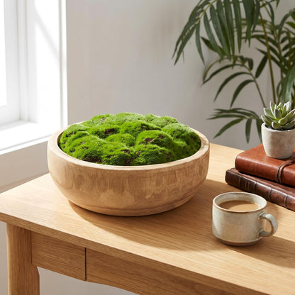 Zhehao 10.5x10.5x4 Inch Moss Wood Bowl, Artificial Moss Decorative Bowl for Centerpiece, Natural Round Centerpiece for Wedding Table, Housewarming Gift, Living Room, Office Decor