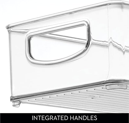 iDesign Slim Extra Long Clear Storage Bin, Narrow Stackable Organizer for Kitchen or Pantry, 2-Pack