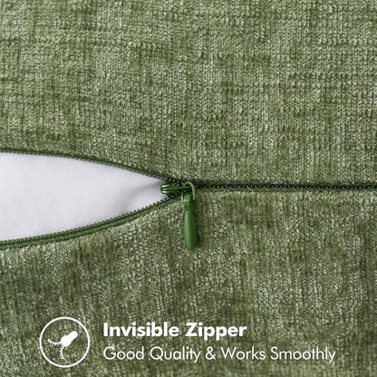 MIULEE Pack of 2 Couch Throw Pillow Covers 20x20 Inch Sage Green Farmhouse Decorative Pillow Covers with Stitched Edge Soft Chenille Solid Dyed Summer Pillow Covers for Sofa Bed Living Room