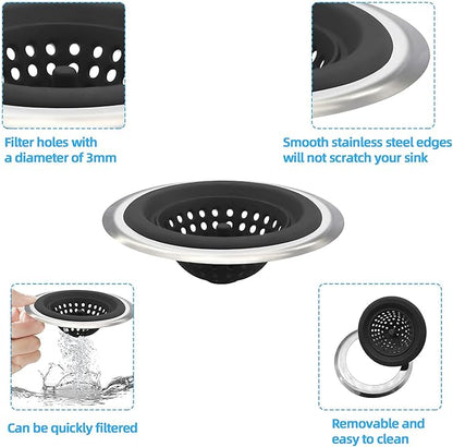 Mi hogar Sink Drain Strainer 2 Pack, 4.5” Wide Rim Silicone Kitchen Sink