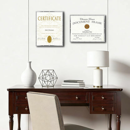 YiPinYin Silver 8.5x11'' Bamboo Detail Designs Metal Document Frame 2pack,Classy Silver Plated Certificated Frames 8.5x11inch With Soft Touch Velvet & Backing for Desktop and Wall Décor