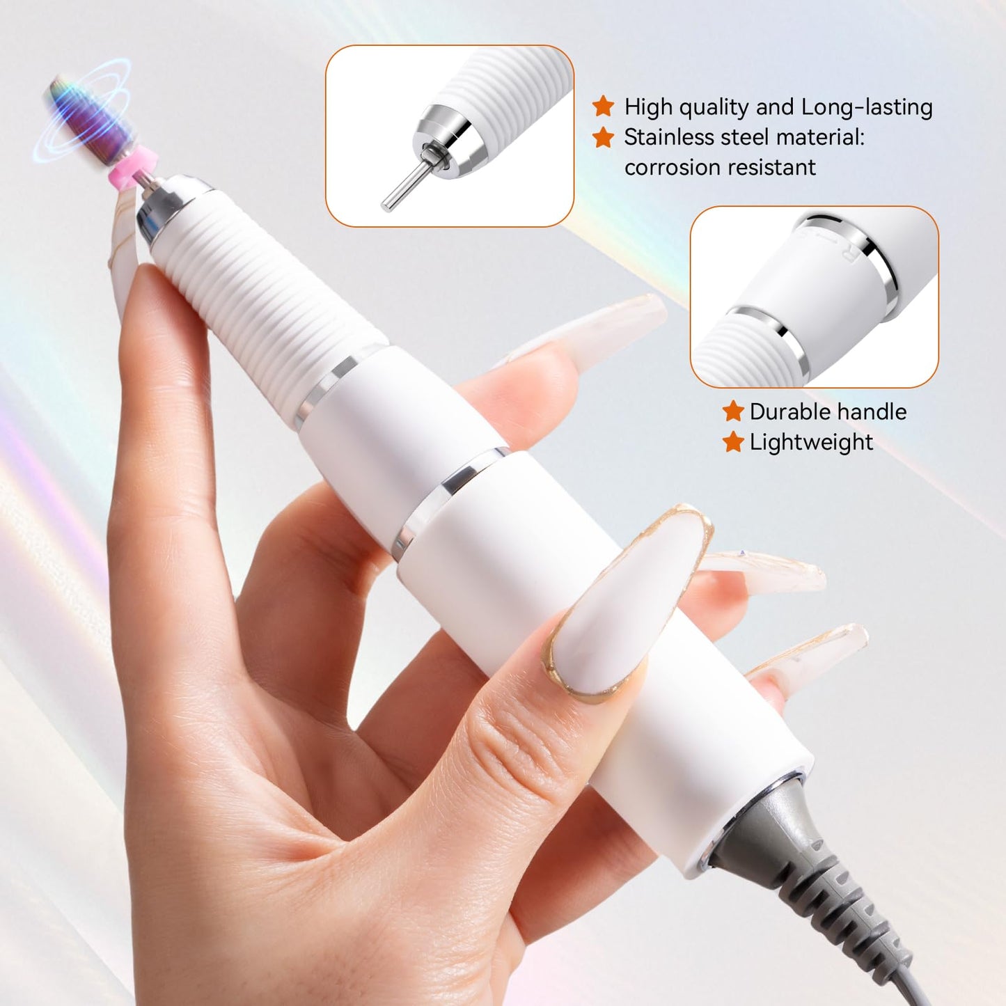 Makartt Nail Drill Handpiece for Up200 Machine:Professional Electric File Remove Gel Polish Poly Nail Gel Black B-05 Removing for Removing Acrylic Nail Polish Acrylic Nail Tools Black