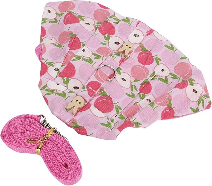 Rabbits Harness Leash Cute Breathable Pet Chest Traction Rope Set for Guinea Pigs Hedgehogs Soft Cotton Cloth Nylon Webbing Stylish Outfit (S)