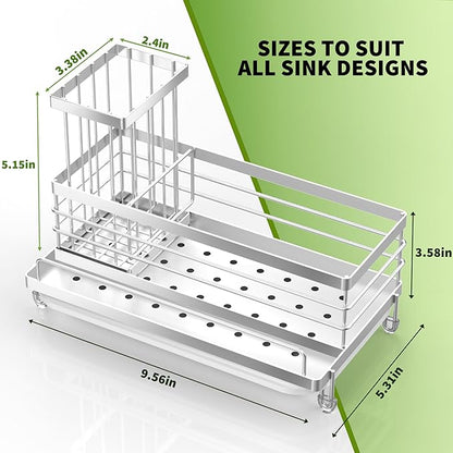 Cisily Stainless Steel Kitchen Sink Caddy Organizer, Sponge Holder