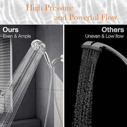 Shower Head with Handheld High Pressure-Full Body Coverage Powerful Rain Showerhead Extra 60" Long Hose and Adjustable Brass Joint Holder- The Perfect Detachable Heads for Bathroom Upgrade