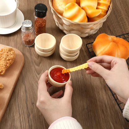 Lyksgir 40pcs Wooden Pinch Bowls, Wood Small Bowls, Mini Unfinished Bowl Set, Mini Round Bowl for Dipping Nuts, Dipping Sauce, Spice, Snacks, Candy, and Home Decor, 1.2 x 2.2 Inches