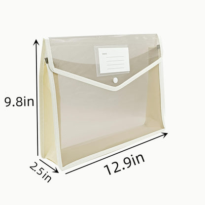 Plastic File Folders Envelope - Expanding File Wallet Organizer Documents Folder with Snap Closure and Pocket No Dividers, Large Capacity, Fit Letter/A4 Size - 5 Packs