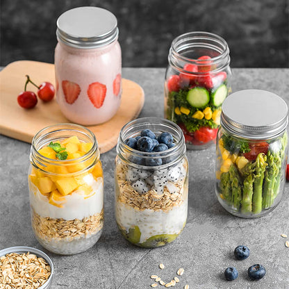 TUZAZO 8 Oz Plastic Mason Jars with Lids, 12 Pack Reusable Empty Small Clear Plastic Storage Containers for Kitchen & Household | BPA Free Spice Jar | Candy Jar