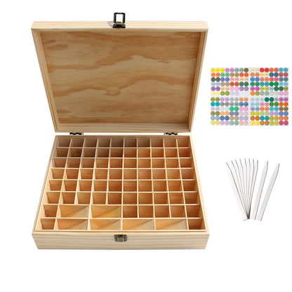 Pure Vie Wooden Essential Oil Storage Box Home Fragrance Carrier Case, Holds 74 Bottle (Fits 5-20ml) - Aromatherapy Organizer Makeup Nail Polish Perfume Container - Keep Your Oil Safe & Space Saver