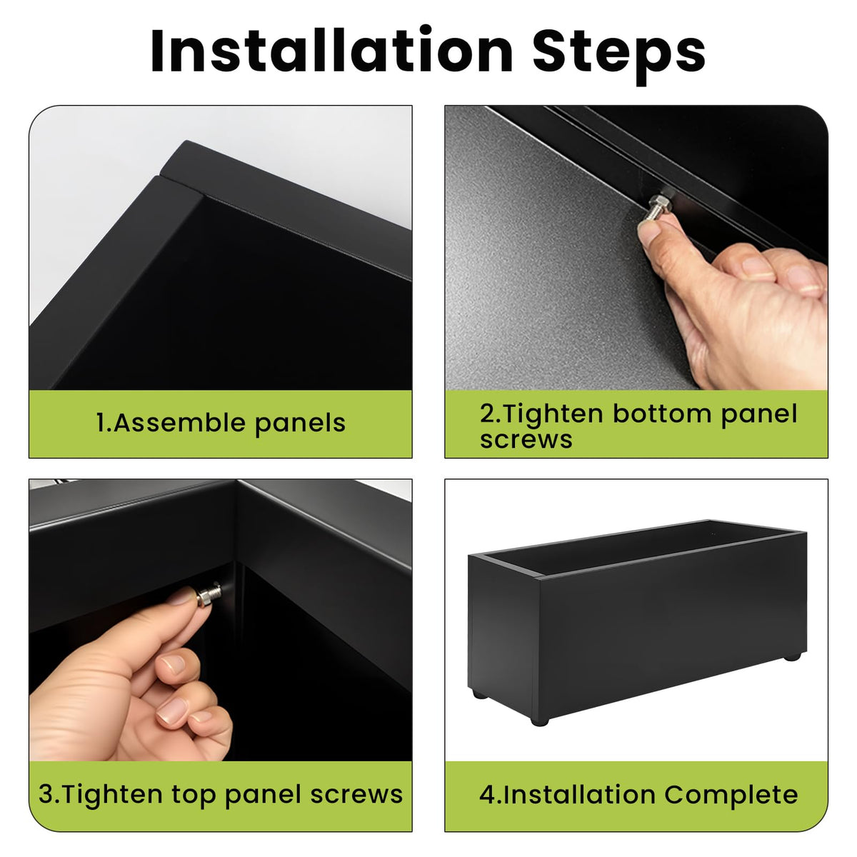 AILOOCEDI Thickened Metal Planter Box, Heavy-Duty Outdoor/Indoor Rectangular Trough Garden Bed Drainage Holes & Raised Bottom for Patio Porch Yard Lawn 36" L x 15" W x 15" H