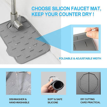 2 Pieces Kitchen Sink Splash Guard 8.3" Mini Sink Faucet Mat Faucet Handle Drip