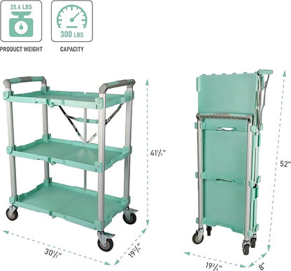 Olympia Tools 89-353 Pack N Roll Collapsible Service Cart, XL, 300LB Capacity, Teal