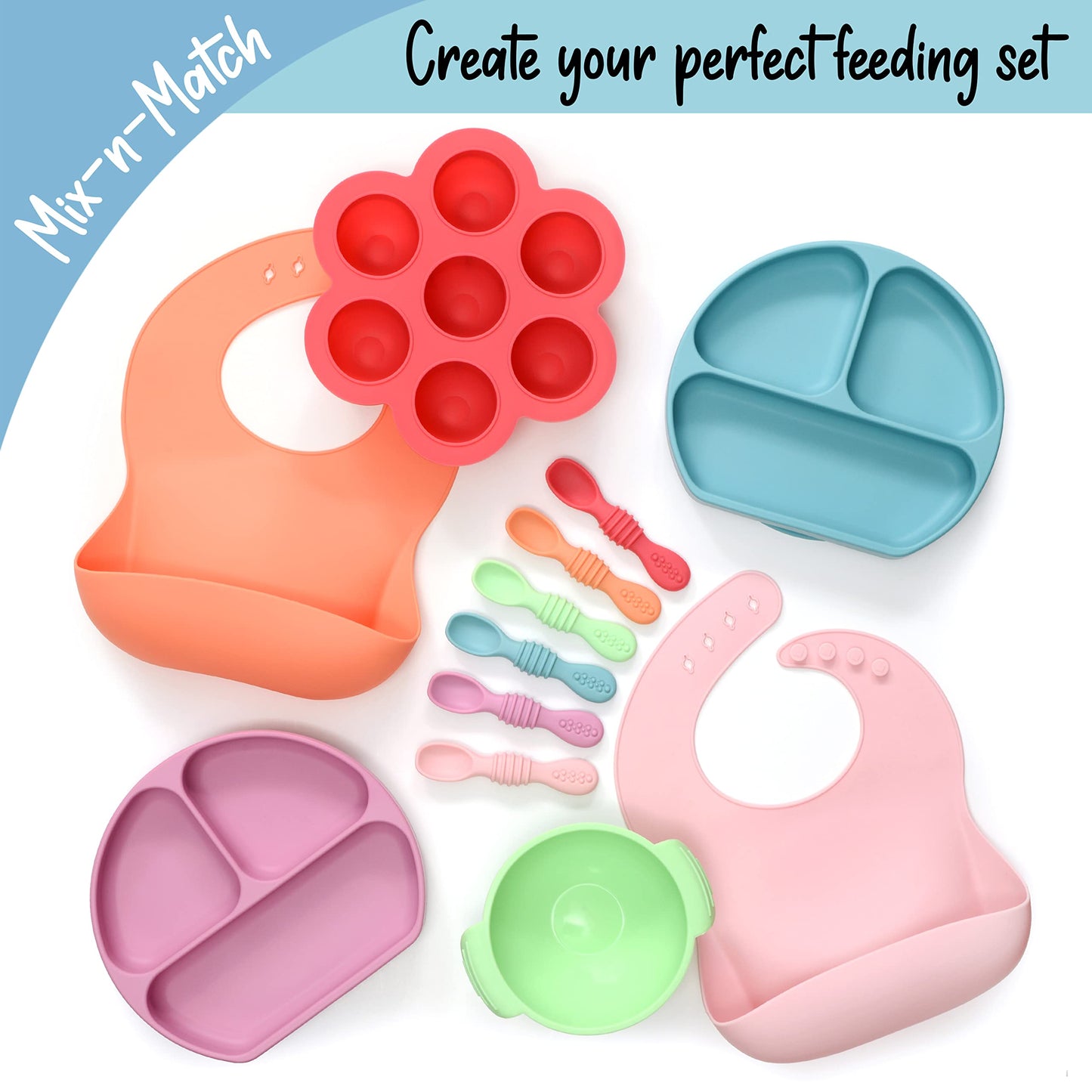 PrimaStella Silicone Chew Spoon Set for Babies and Toddlers | Safety Tested | BPA Free | Microwave, Dishwasher and Freezer Safe