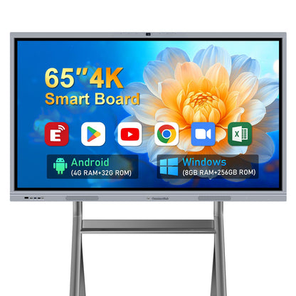 OmninexHub 65" Smart Board, Interactive Whiteboard, 4K UHD Touch Screen Digital Board, Digital Electronic Smartboard with Dual System, for Classroom,Office & Conference Rooms (Wall Mount Included)