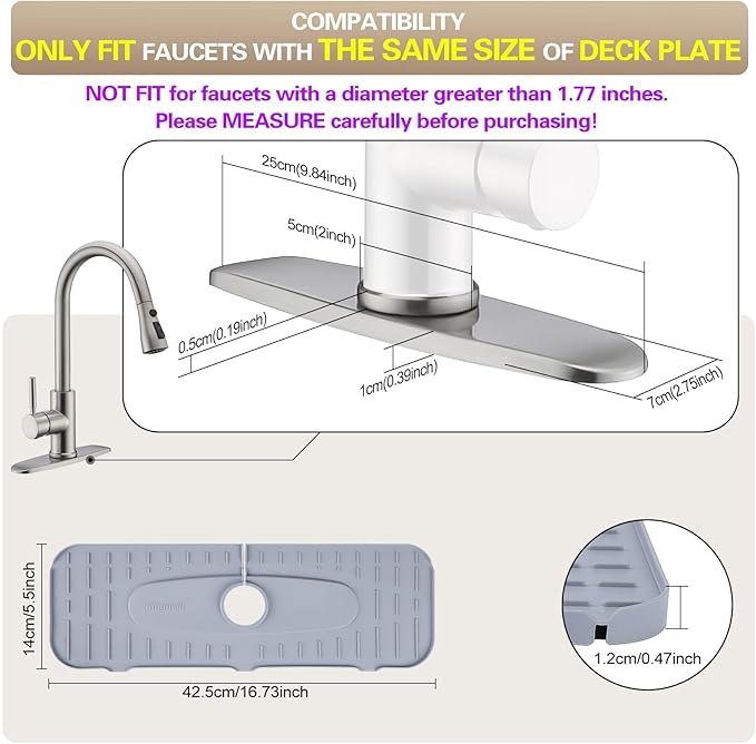 Silicone Faucet Mat, Kingmall Kitchen Faucet Mat Silicone Faucet Drip Catcher