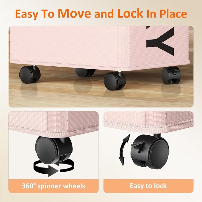 2 Pack Rolling Laundry Basket