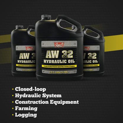 Super S Anti-Wear AW32 Hydraulic Oil for Log & Wood Splitters, Gear & Compressor Oil- Rust & Corrosion Protection- 1 Gallon