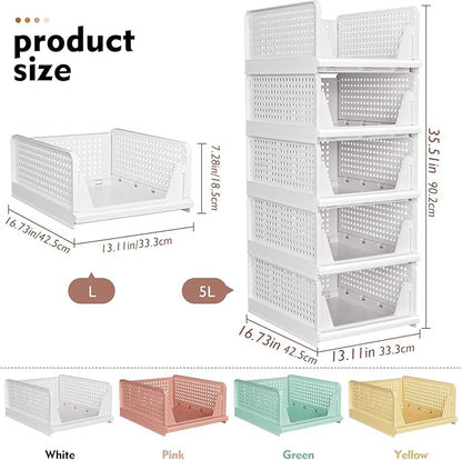 SNSLXH 8 Pack Stackable Closet Storage Bins, Space-Saving Wardrobe Organizer