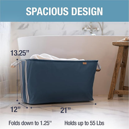 CleverMade Collapsible Laundry Basket LUXE 2 Pack – 60 L Foldable Cotton Blend