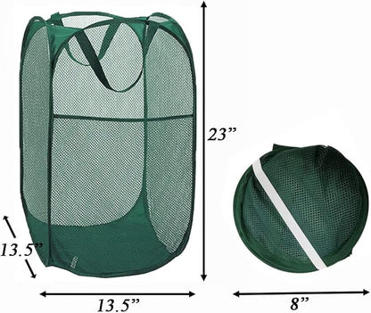 Pop Up Laundry Hamper, Reinforced Mesh Laundry Basket, Folding Clothes Storage