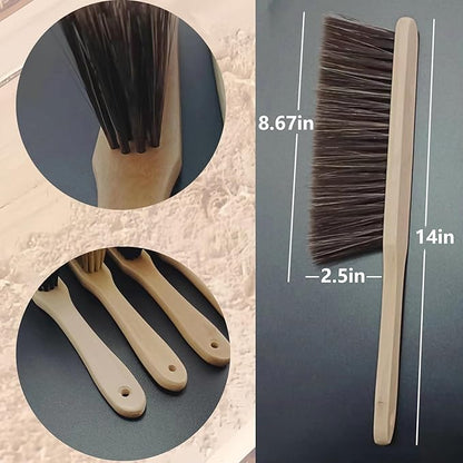 Wooden Bench Brush with Soft Bristles – 2 Pack Wide Table & Counter Dusting