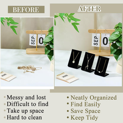 RattanView 24 Pcs Earring Display Stand Necklace Pendant Jewelry Stand Showcase Organizer Display Holder for Earring Pendant Accessory Rack(Black,Straight Style,Velvet)