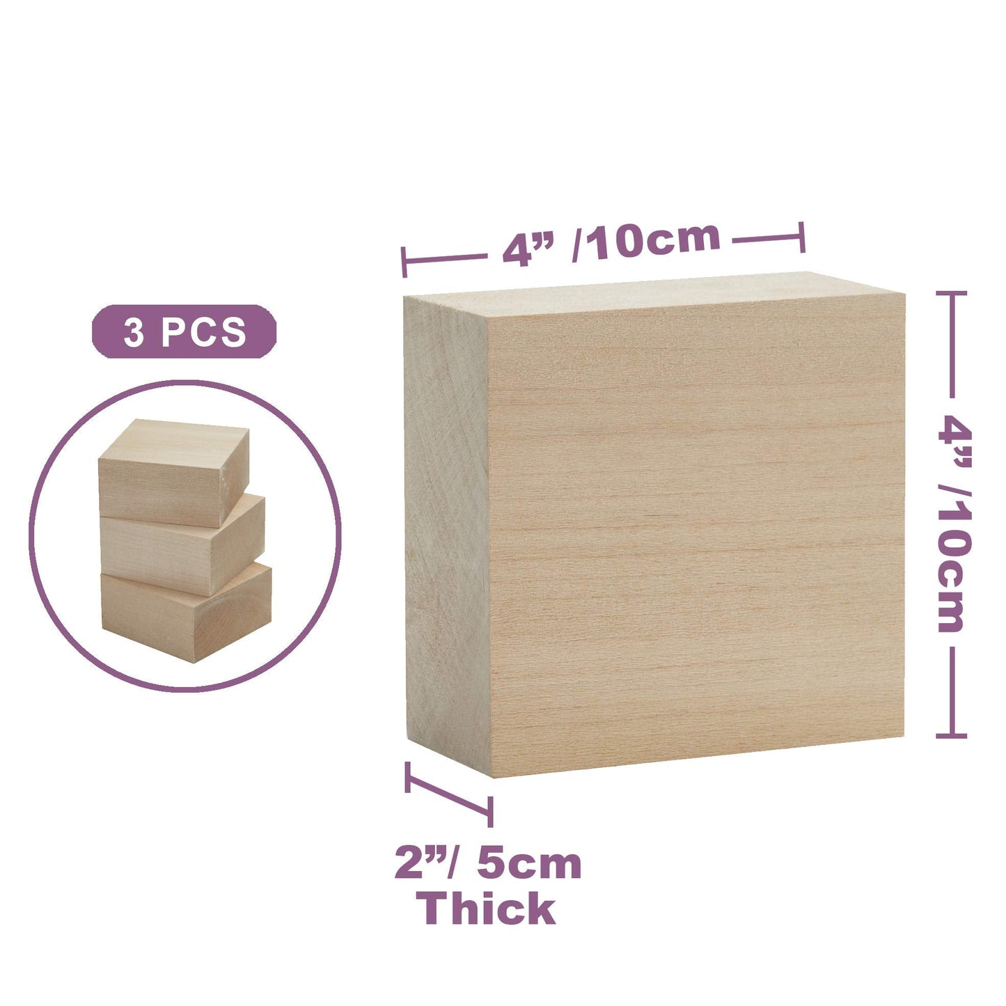 Basswood Carving Blocks Large 4x4x2 inch Wood Blanks DIY Wood Signs for Crafts by Craftiff