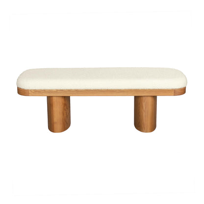 Tov Furniture Ollie White Boucle Upholstered Wooden Bench